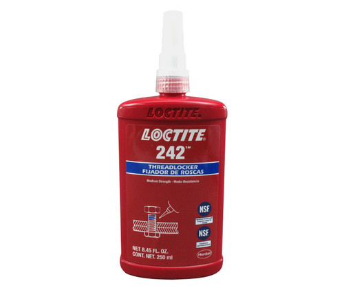 Henkel 24241 LOCTITE® 242™ Blue Medium Strength & Viscosity Threadlocking Adhesive - 250 mL (8.45 oz) Bottle