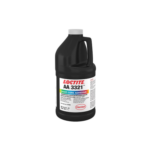 Henkel 19740 LOCTITE® AA 3321™ Yellow Light-Cure Acrylic Adhesive - Liter (33.8 oz) Bottle