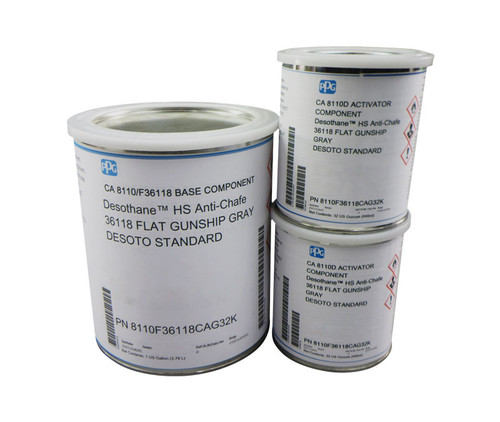 PPG® Desothane® CA8110/FS#36118 Gray DeSoto Standard Spec Flat Anti-Chafe Topcoat - Gallon Kit - 10/Pack