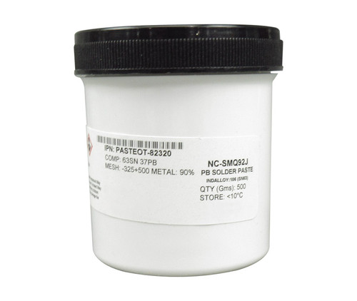 INDIUM® NC-SMQ®92J Sn63/Pb37 Halogen-Free No-Clean Solder Paste - 500 Gram Jar - 10/Pack