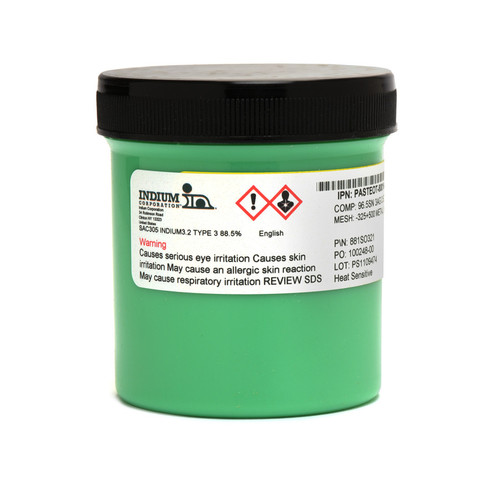 INDIUM® 6.6HF Gray Water-Soluble Sn63/Pb37 Type 4 Pb-Free and SnPb Solder Paste - 500 Gram Jar - 8/Case
