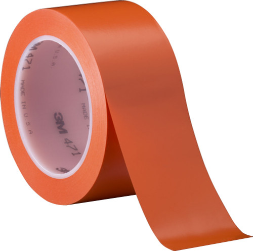 3M™ 021200-04312 Orange 471 Vinyl 5.2 Mil Tape - 2" x 36 Yard Roll - 24/Case