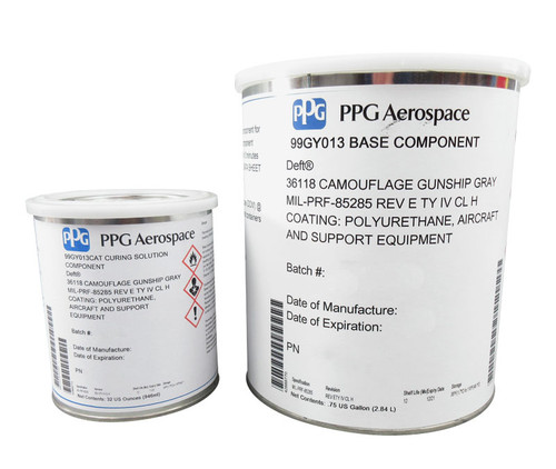 PPG® Aerospace Coatings Deft® 99-GY-013 FS#36118 Flat Gray MIL-PRF-85285E Type IV, Class H Spec Topcoat - Gallon Kit