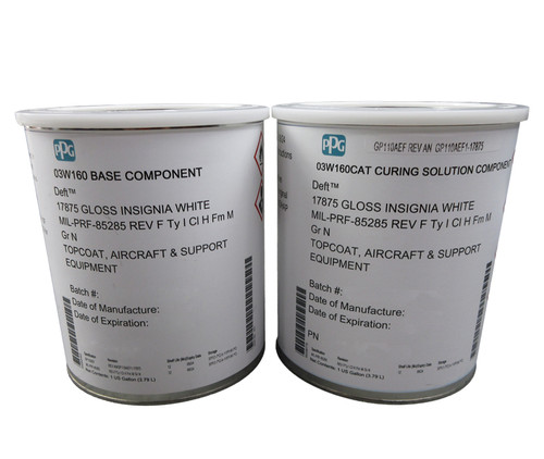 PPG® Deft® 03-W-160 FS#17875 White MIL-PRF-85285 Type I Spec Polyurethane Military Topcoat - Gallon Kit