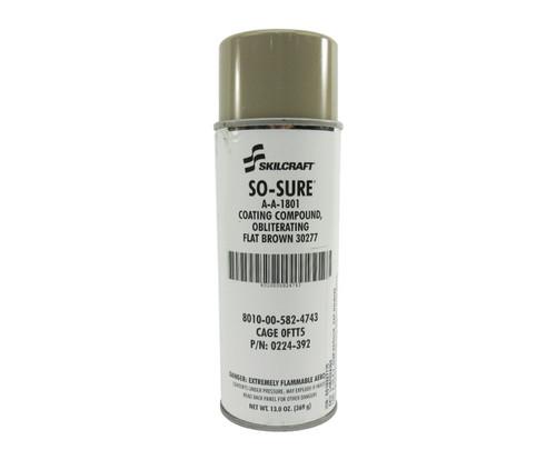 Skilcraft® 0224-392 SO SURE® FS#30277 Flat Brown A-A-1801 Obliterating Coating Compound - 10 oz Aerosol Can - 12/Pack