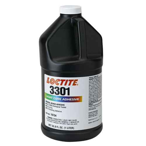 Henkel 19734 LOCTITE® AA 3301™ Transparent Light-Cure Acrylic Adhesive - Liter (33.8 oz) Bottle - 4/Pack