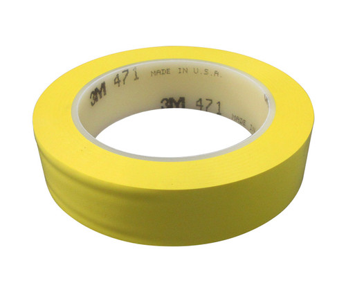 3M™ 021200-03128 Yellow 471 Vinyl 5.2 Mil Tape - 1" x 36 Yard Roll - 36 Each