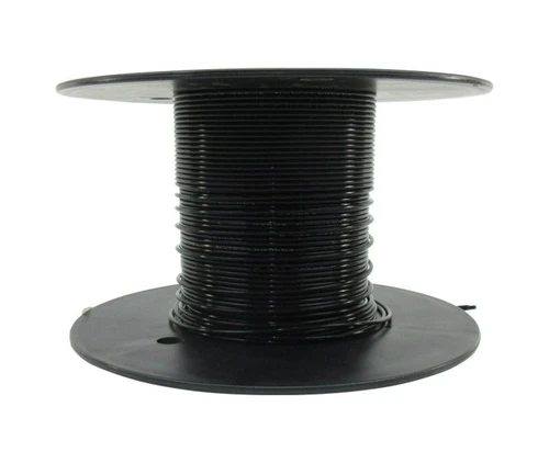 Military Specification M22759/16-20-0 Black 20 AWG PTFE Tapes/Coated Fiberglass Braid Wire - 100-Ft/Roll