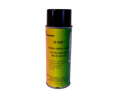 Skilcraft® 01D4-141 SO SURE® FS 14064 Gloss Olive Drab General-Purpose Enamel Paint - 10 oz Aerosol Can
