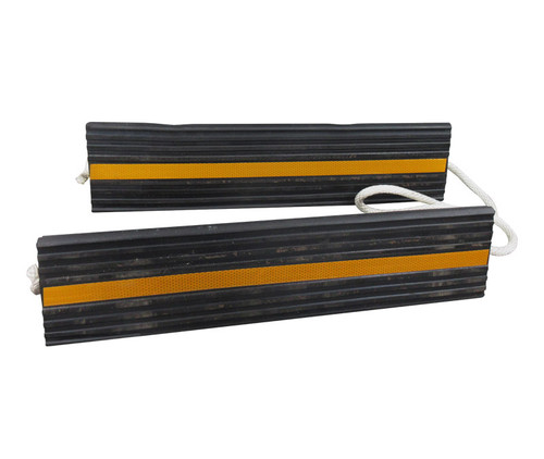 SkyGeek® SG1083 Black/Hi-Viz Yellow Stripe 24" Rubber Aircraft Wheel Chocks
