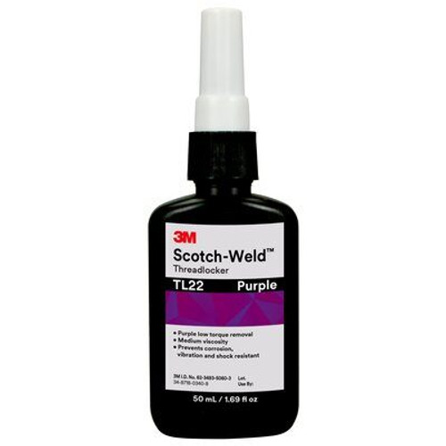 3M™ 048011-62602 Scotch-Weld™ TL22 Purple Threadlocker - 50 mL (1.69 oz) Bottle