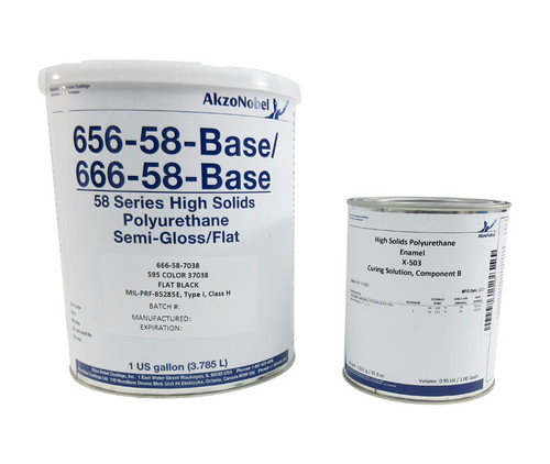 AkzoNobel 666-58-7038/X-503 FS#37038 Flat Black MIL-PRF-85285 Type I, Class H Spec Chemical Resistant Military Polyurethane Topcoat - Gallon Kit