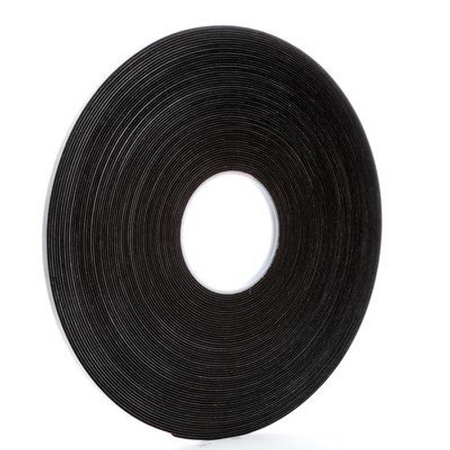 3M™ 021200-03309 Black 4516 Single-Coated 62 Mil Vinyl Foam Tape - 1/4" x 36 Yard Roll