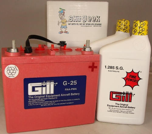 Gill G-25 Aircraft Battery with Acid