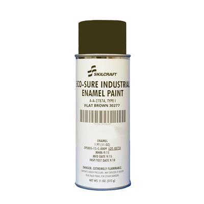Skilcraft® 0674-395 ECO SURE® FS 30277 Flat Brown A-A-2787A Type I Spec Industrial Enamel Paint - 11 oz Aerosol Can