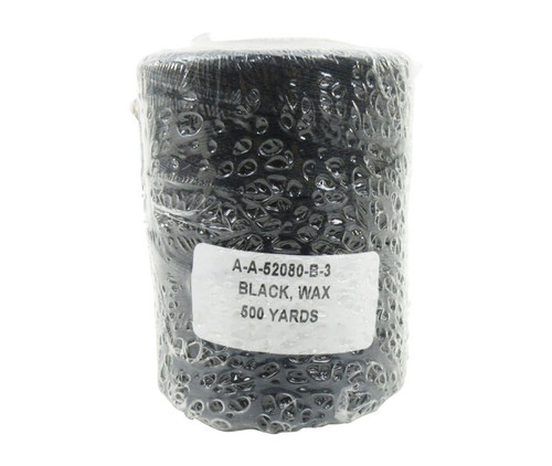 Military Specification A-A-52080-B-3 Black Nylon/Waxed Finish Tape, Lacing & Tying Cord - 500 Yard Spool