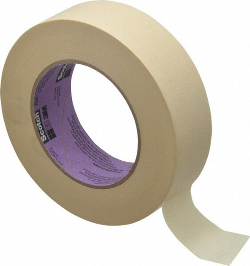 3M™ 021200-02992 Scotch® 2040 Natural 5.5 Mil Solvent Resistant Masking Tape - 25 mm x 55 m Roll