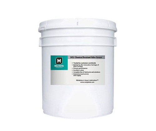 DUPONT™ MOLYKOTE® 3452 White Translucent Chemical Resistant Valve Grease - 18.1 Kg (40 lb) Pail