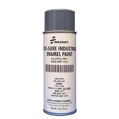 Skilcraft® 0674-182 ECO SURE® FS 16307 Gloss Gray A-A-2787A Type I Spec Industrial Enamel Paint - 11 oz Aerosol Can