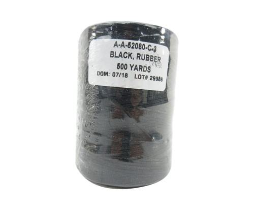 Military Specification A-A-52080-C-3 Black Nylon/Synthetic Rubber Finish Tape, Lacing & Tying Cord - 500 Yard Spool