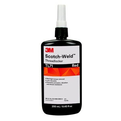 3M™ 048011-62614 Scotch-Weld™ TL71 Red Threadlocker - 250 mL (8.45 oz) Bottle