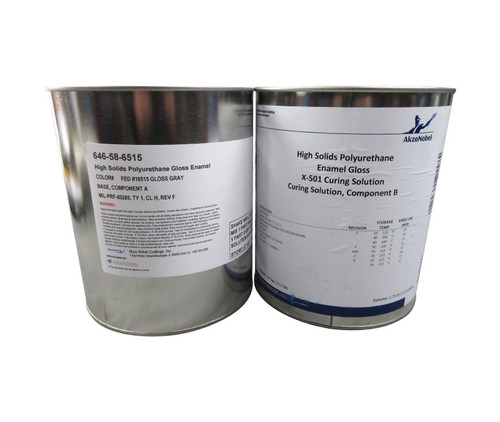 AkzoNobel 646-58-6515/X-501 FS#16515 Gray MIL-PRF-85285E Type I Class H Spec Chemical Resistant Military Polyurethane Topcoat - 2 Gallon Kit