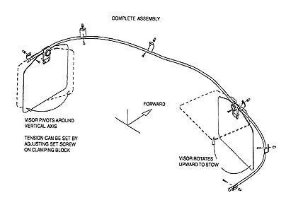 Rosen RBK117-300-1 Airbus Eurocopter BK-117 Series Helicopter Monorail FAA-STC'd Complete Sunvisor System Kit