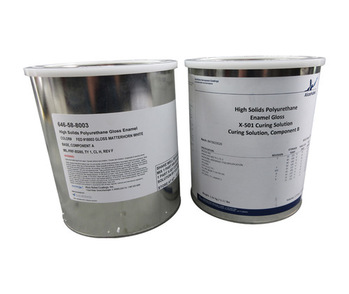 AkzoNobel 646-58-8003/X-501 Matterhorn White MIL-PRF-85285E Type I Class H Spec Chemical Resistant Military Polyurethane Topcoat - 2 Gallon Kit