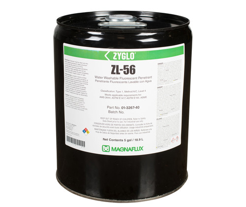 MAGNAFLUX® 01-3267-40 ZYGLO® ZL-56 Level 4 Water Washable Fluorescent Penetrant - 5 Gallon Pail