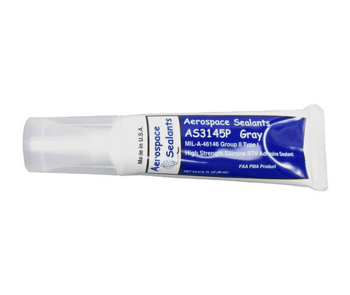 Aerospace Sealants AS3145 FAA-PMA Gray Silicone Adhesive Sealant - 3 oz Tube