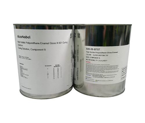 AkzoNobel 646-58-B707/X-501 BAC 707 Gray MIL-PRF-85285E Type I Class H Spec Chemical Resistant Military Polyurethane Topcoat - 2 Gallon Kit