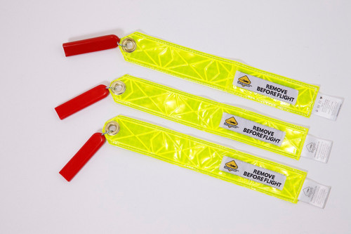 Plane Sights™ SWSCX3DAS0308 Reflective Yellow Square Style Falcon, Textron Hawkers & Beechjets Static Wick Covers - Pack of 3