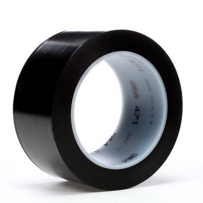 3M™ 021200-06467 Black 471 Vinyl 5.2 Mil Tape - 3" x 36 Yard Roll