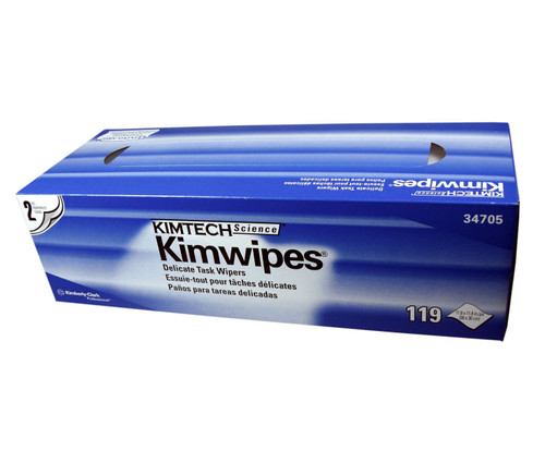 Kimtech Science™ 34705 Kimwipes® White 2-Ply 11.22" x 12.3" Light Duty Delicate Task Wipers - 119 Wipe Pop-Up Box