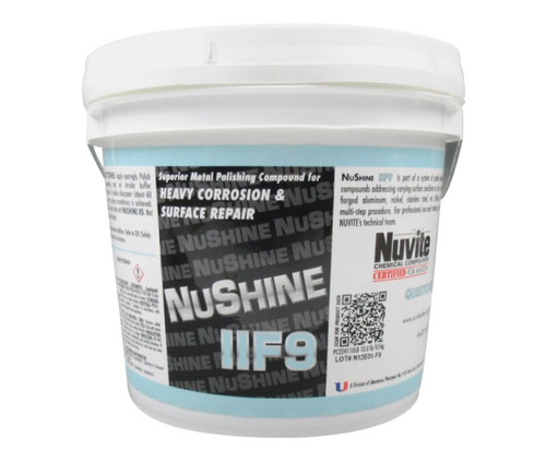 Nuvite® Nushine II® Grade F9 Heavy Corrosion, Scratches & Pitting Reducing Metal Polishing Compound - 10 lb Pail