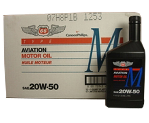 Phillips 66® Type M Aviation 20W-50 Mineral Multi-Grade Piston Engine Aircraft Oil- 12 Quart/Case