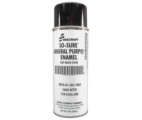 Skilcraft® 01D4-390 SO SURE® FS 37038 Flat Black General-Purpose Enamel Paint - 10 oz Aerosol Can