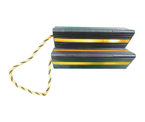 SkyGeek® SG1082 Black/Hi-Viz Yellow Stripe 18" Rubber Aircraft Wheel Chocks