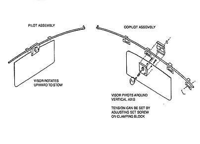 Rosen R265-2-100 Rockwell NA265 Series Sabreliner FAA-STC'd Complete Sunvisor System Kit