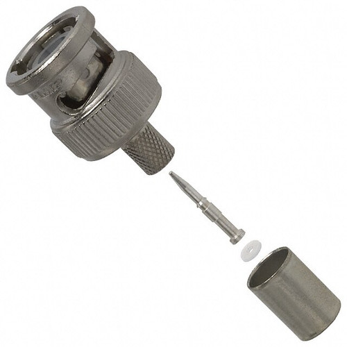 TE Connectivity 227079-1 Brass/Nickle RG-58 & RG-141 Male Crimp BNC Connector, Plug, Electrical - 100/Pack