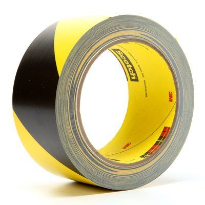 3M™ 021200-04585 Scotch® 5702 Black/Yellow 5.4 Mil Safety Stripe Tape - 2" x 36 Yard Roll