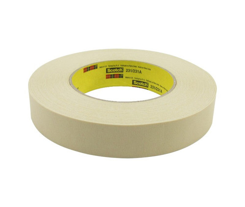 3M™ 021200-03777 Scotch® 231/231A Tan 7.6 Mil Paint Masking Tape - 24 mm x 55 m Roll