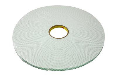 3M™ 021200-03383 Off-White 4008 Double Coated 125 Mil Urethane Foam Tape - 3/8"x36Yd Roll - 24/Case