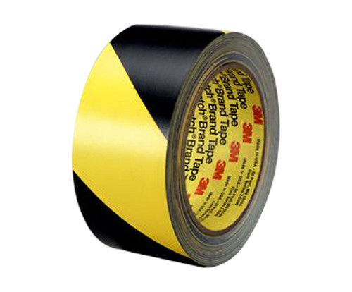 3M™ 021200-03952 Black/Yellow 5702 Safety 5.4 Mil Strip Tape - 4" x 36 Yard Roll - 8/Pack