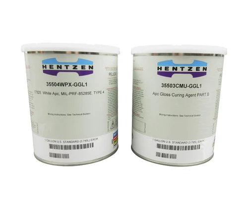 HENTZEN 35504WPX/35503CMU FS#17925 Gloss White MIL-PRF-85285F Type IV Spec 3.5 VOC High-Solids Polyurethane Topcoat - Gallon Kit