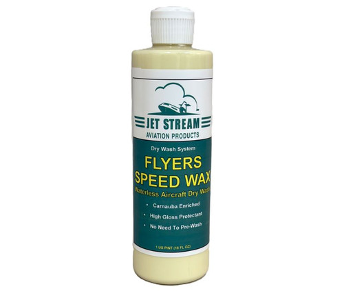 JET STREAM® FSW01 FLYERS SPEED WAX™ Pale Yellow Carnuba Enriched Waterless Aircraft Dry-Wash - 16 oz Bottle