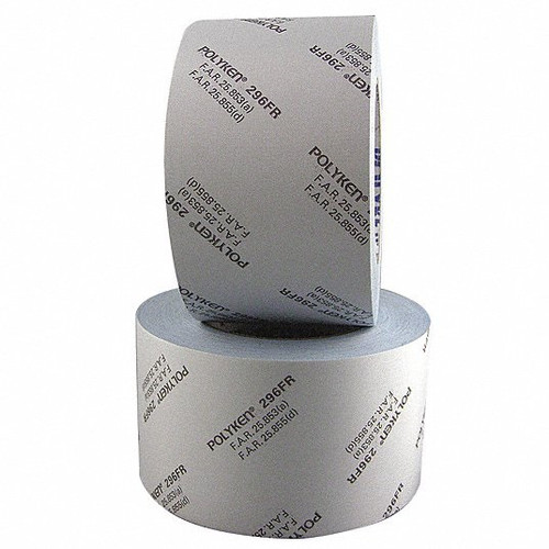 POLYKEN® 296FRP White 7 mil F.A.R. 25.853a & F.A.R. 25.855d Printed Lightweight Cargo Compartment Tape - 3" x 36 Yard Roll - 16/Case