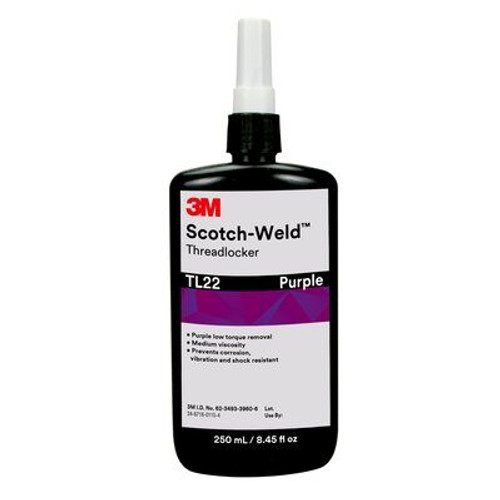 3M™ 048011-62602 Scotch-Weld™ TL22 Purple Threadlocker - 250 mL (8.45 oz) Bottle