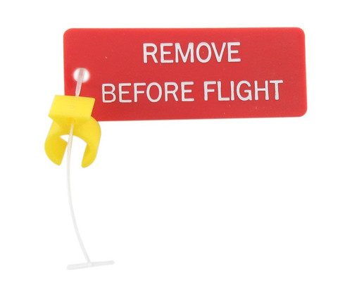 Paco Plastics S4933959-523 FAA-PMA Yellow Circuit Breaker Lockout Ring with "REMOVE BEFORE FLIGHT" Tag Paco Plastics S4933959-523 FAA-PMA Yellow Circuit Breaker Lockout Ring with "REMOVE BEFORE FLIGHT" Tag