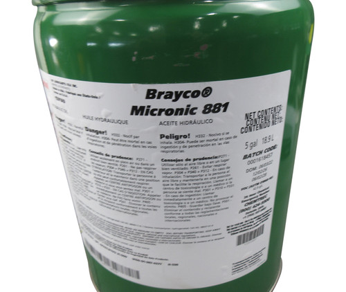 Castrol® Brayco™ Micronic 881 Red MIL-PRF-87257B Spec Full Synthetic ISO-7 Hydraulic Fluid - 5 Gallon Pail Castrol® Brayco™ Micronic 881 Red MIL-PRF-87257B Spec Full Synthetic ISO-7 Hydraulic Fluid - 5 Gallon Pail